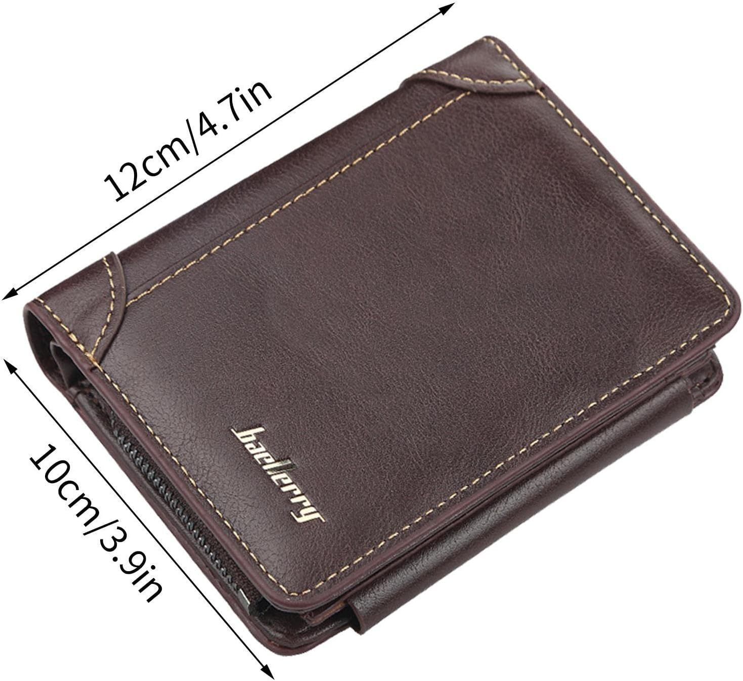 Mens Leather Wallet Slim Bifold With Coin Pocket And ID