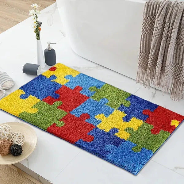 Non Slip Teal Bathroom Rug 20x32 Inches