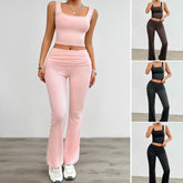 Womens Pant Top Set Slim Trousers Sleeveless Vest Two Piece