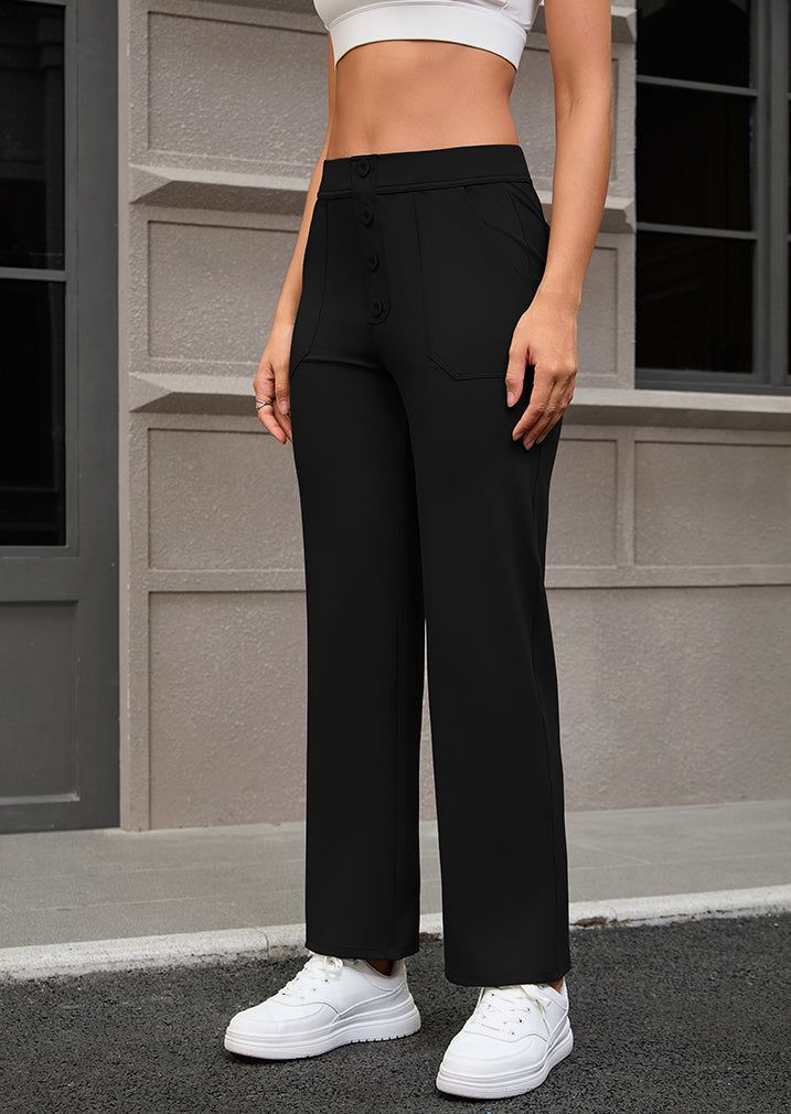 Womens Yoga Style Straight Leg Pants with Pockets