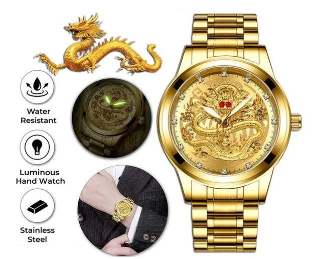 Gold Quartz Watch For Men Luxury