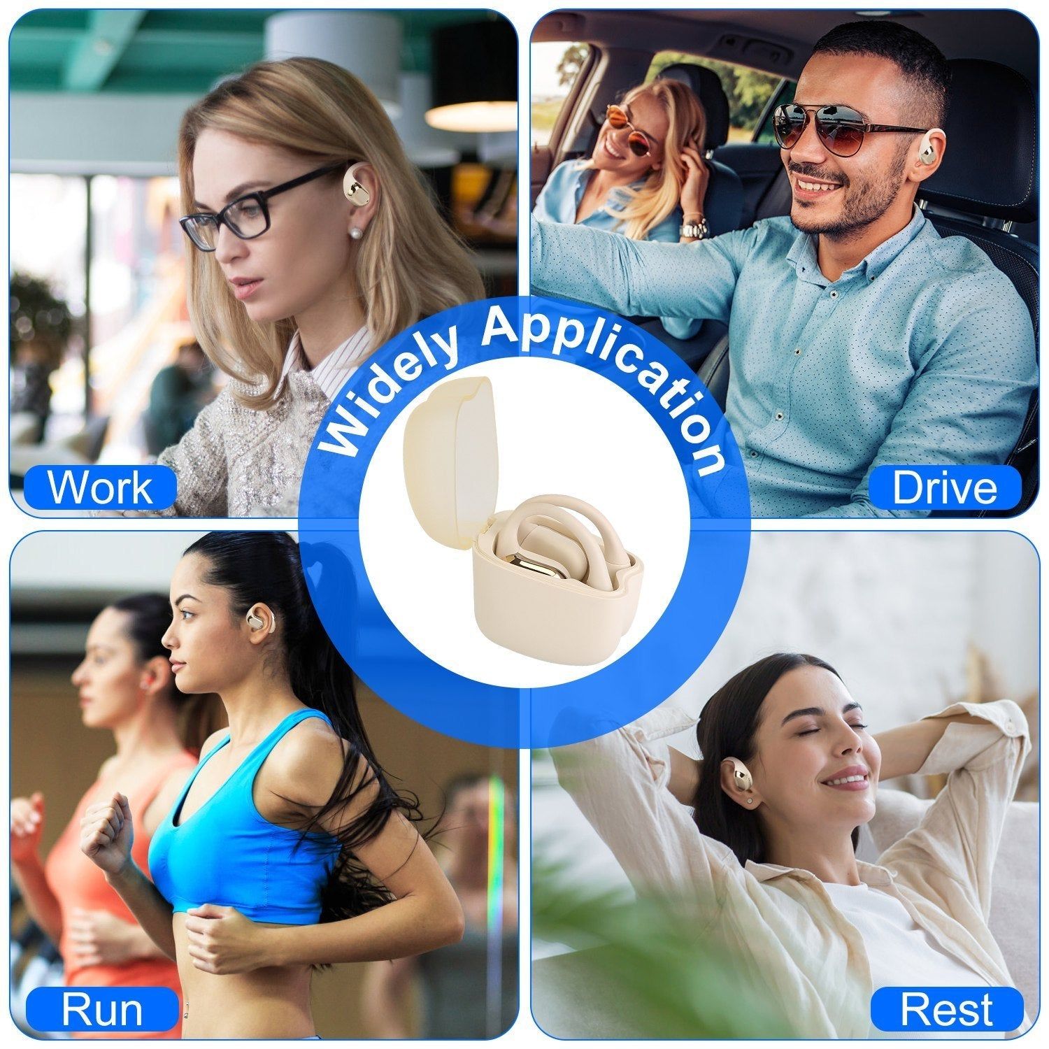 Wireless Open Ear Headphones LED Case IPX5 Low Latency