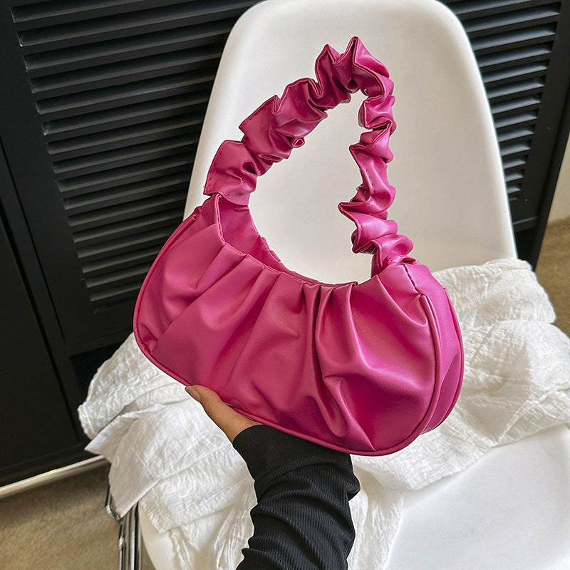 Women Cloud Pleated Shoulder Bag in Pure Color