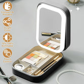 Portable Makeup Bag with LED Mirror Waterproof Organizer
