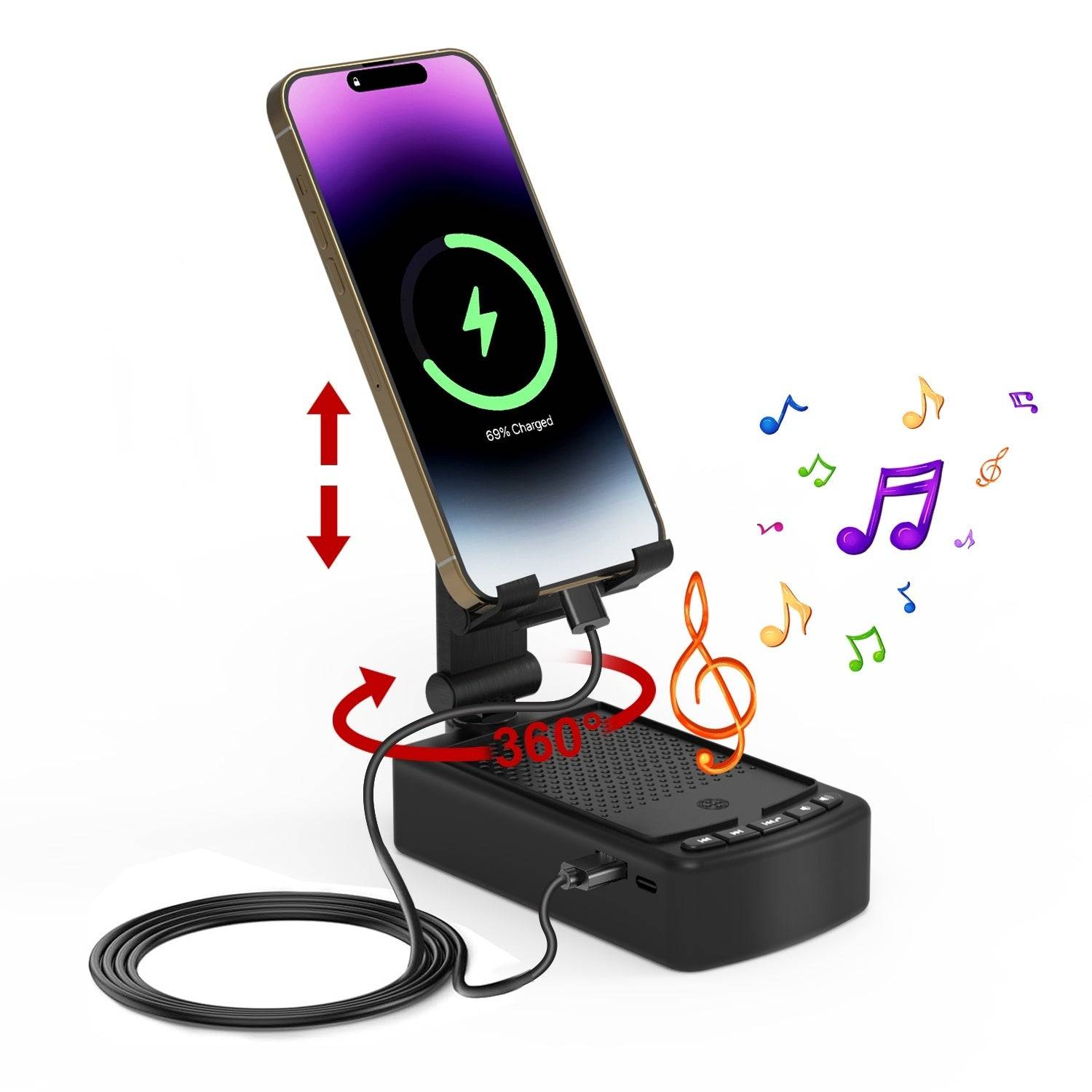 3 in 1 Foldable Phone Stand with Speaker and Power Bank
