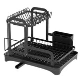 Space Saving 2 Tier Dish Drying Rack with Drain