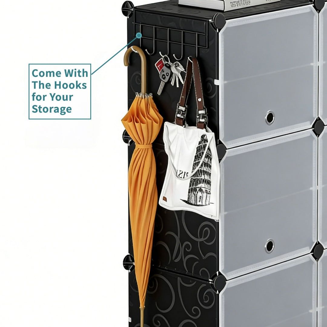 8 Tier Stackable Shoe Rack Cabinet with Doors