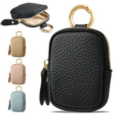 Mini Leather Wallet Coin Purse With Zipper Keychain