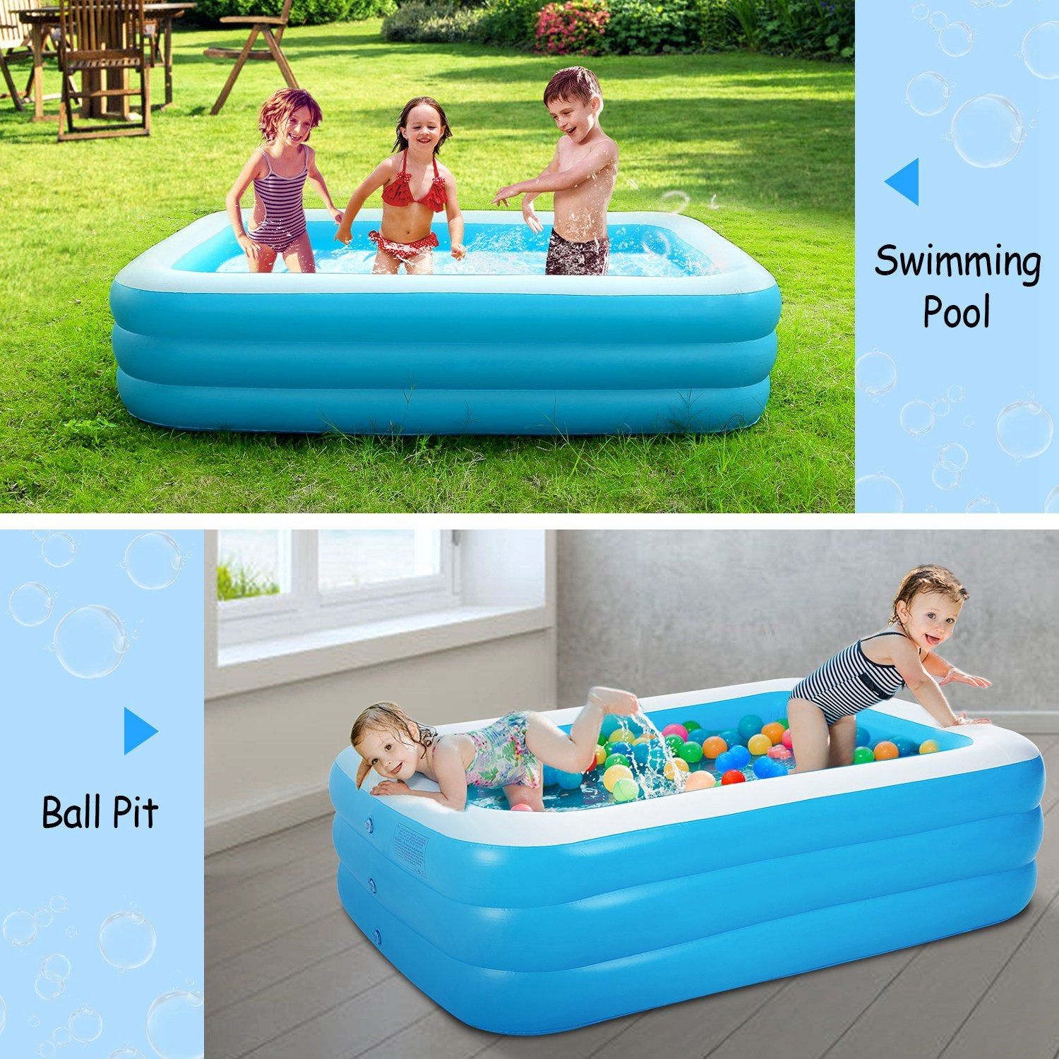 Large Inflatable Pool for Families with 3 Air Chambers PVC