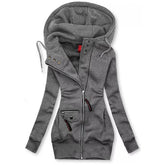 Slim Fit Hooded Jacket with Zip Front and Drawstring Waist