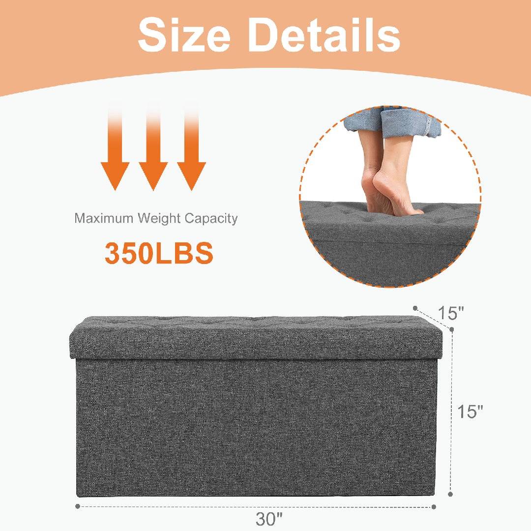 Folding Storage Ottoman with Padded Seat