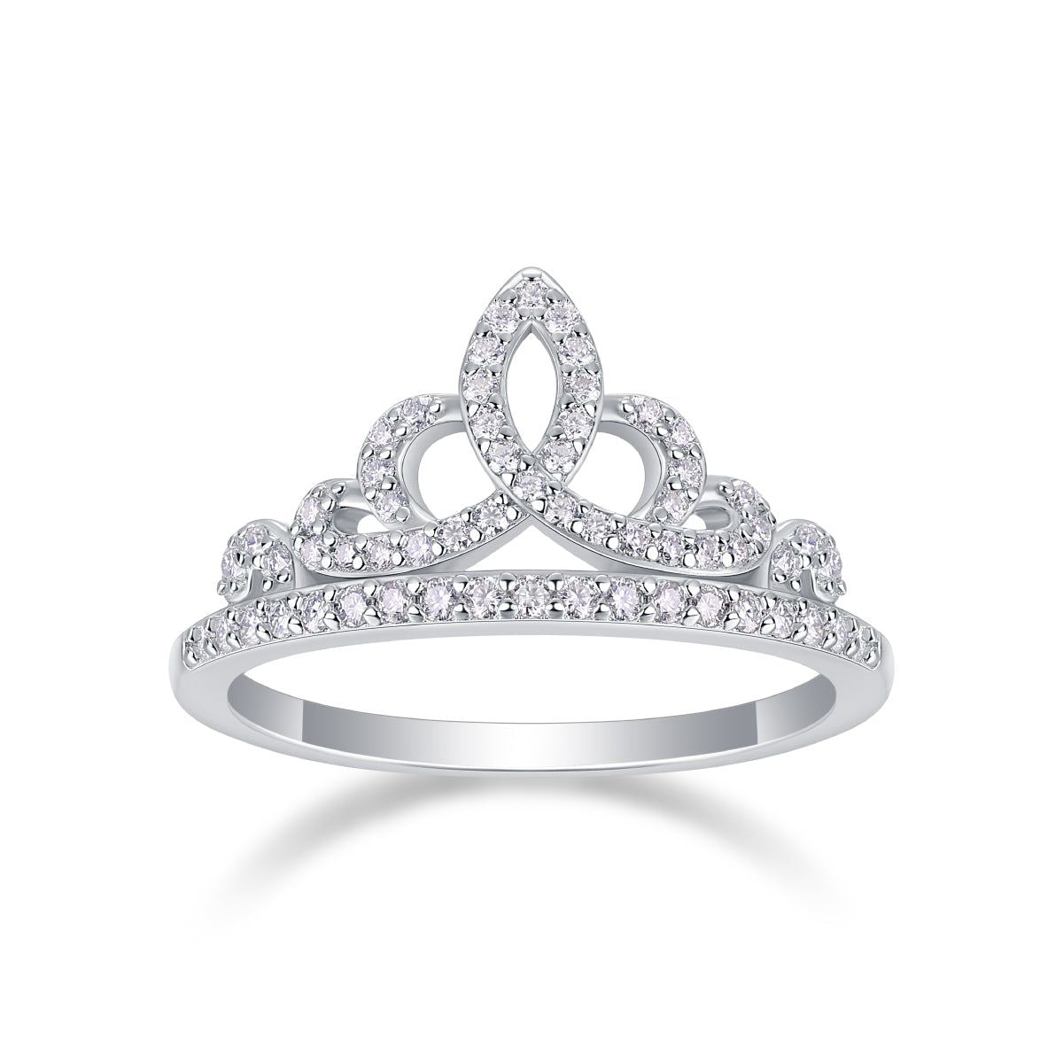 Crown Style Moissanite Ring S925 Silver Elegance