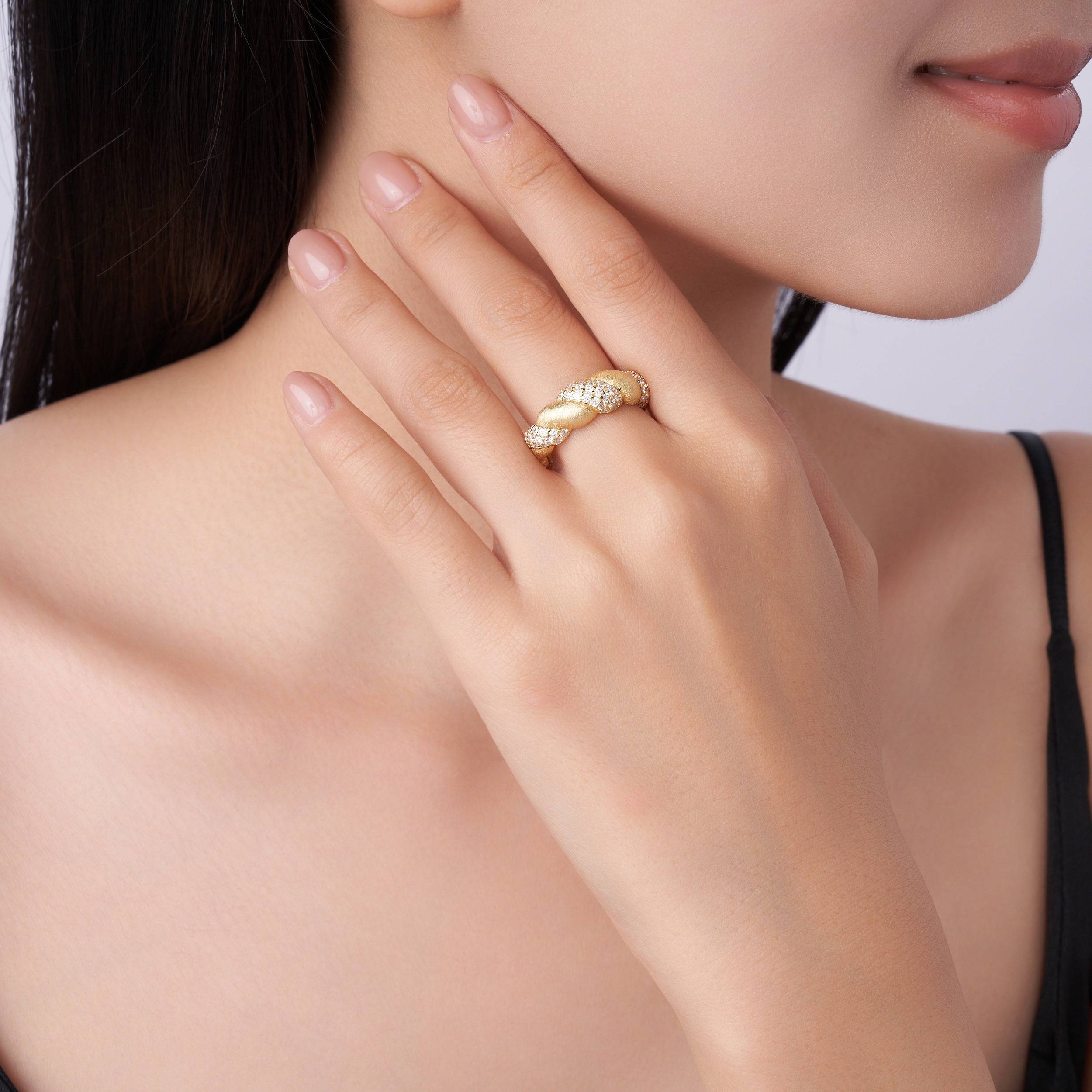 Sterling Silver Ring with Gold Plating and Moissanite