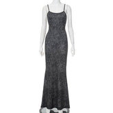 Women Sleeveless Washed Print Long Dress with Straps