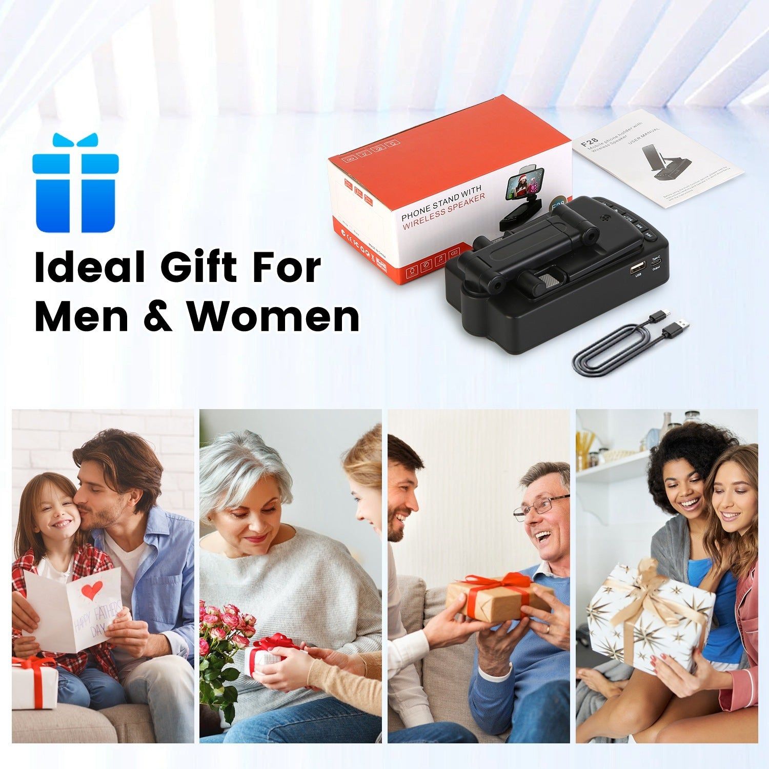 3 in 1 Foldable Phone Stand with Speaker and Power Bank