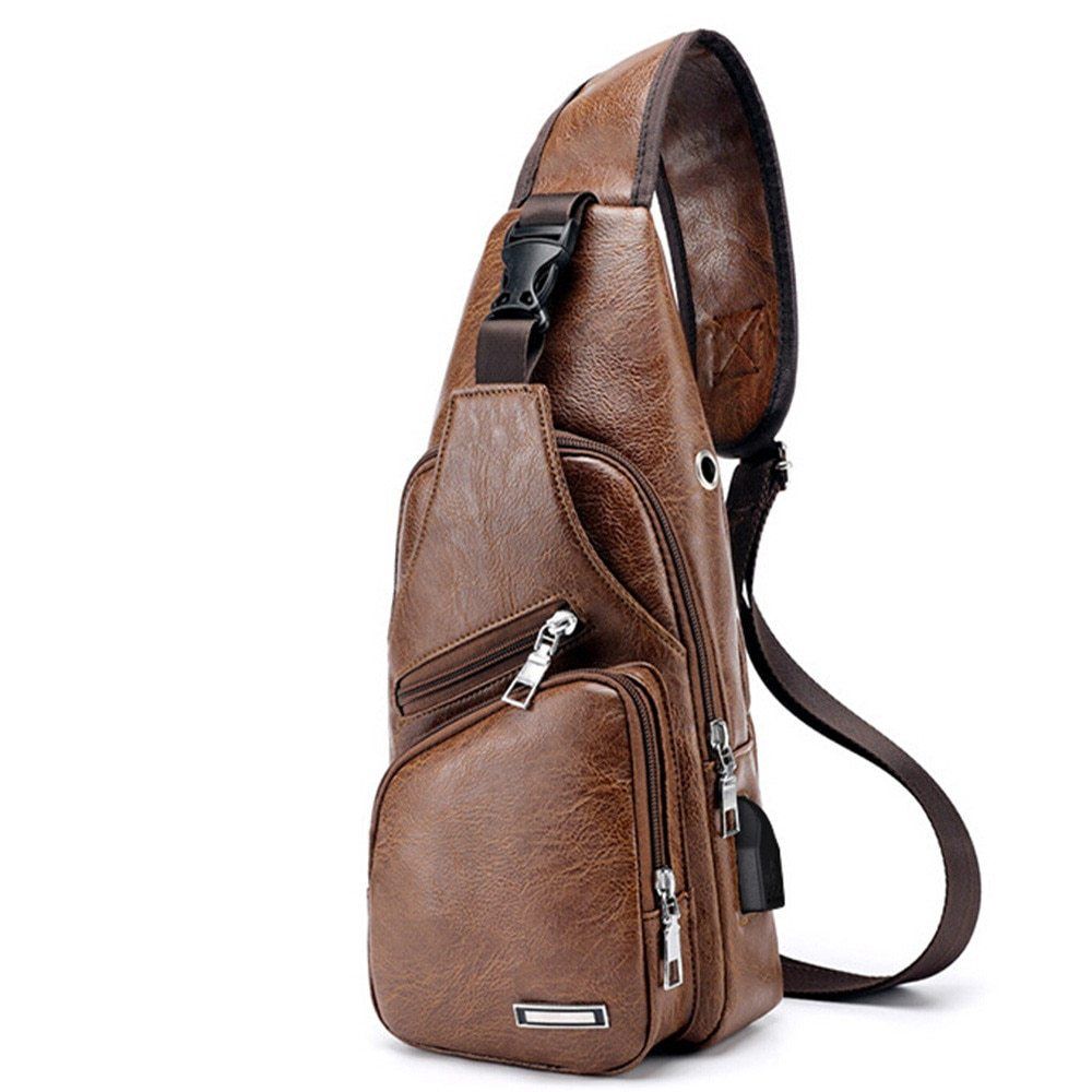 Waterproof Messenger Bag PU Leather One Shoulder Casual