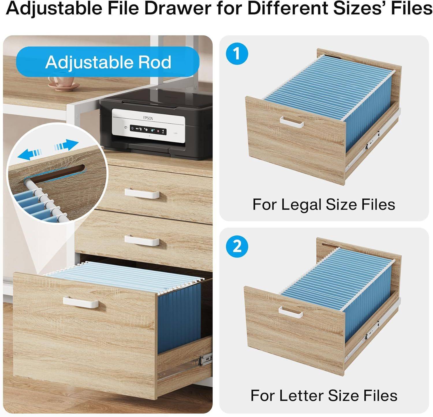 63 Inch Computer Desk With File Cabinet