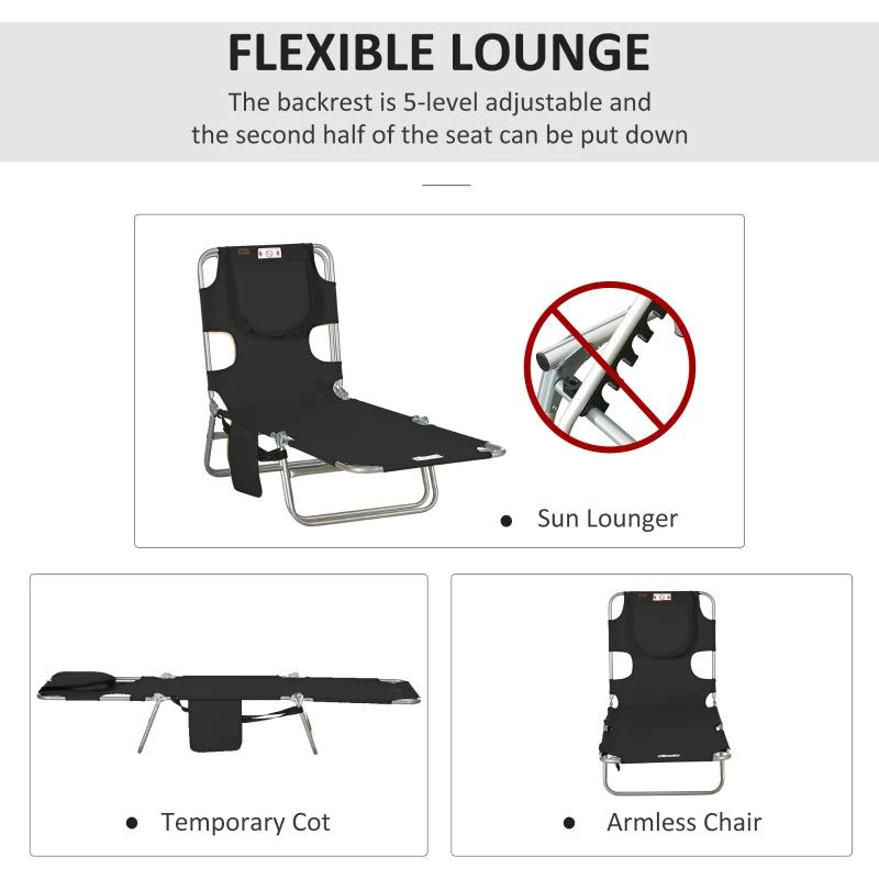 Folding Chaise Lounge with Adjustable Backrest