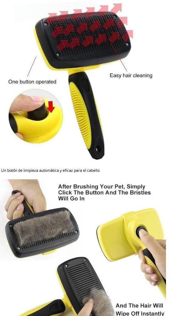 Self Cleaning Dog Brush with Retractable Steel Pins