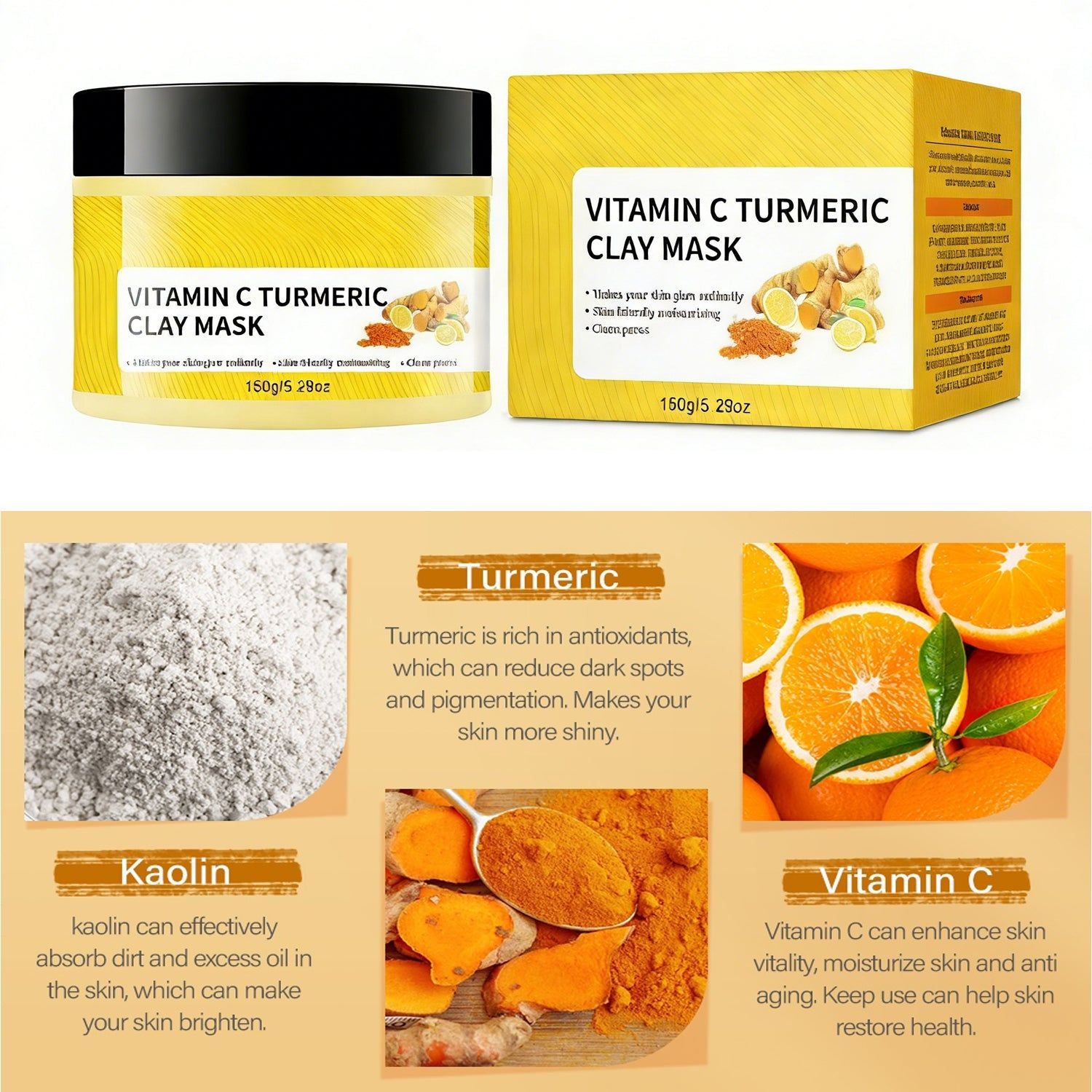 Turmeric Vitamin C Clay Facial Mask for Oil Control