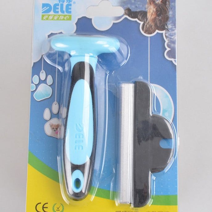Dog Brush Stainless Steel Teeth Ergonomic Handle Long Hair