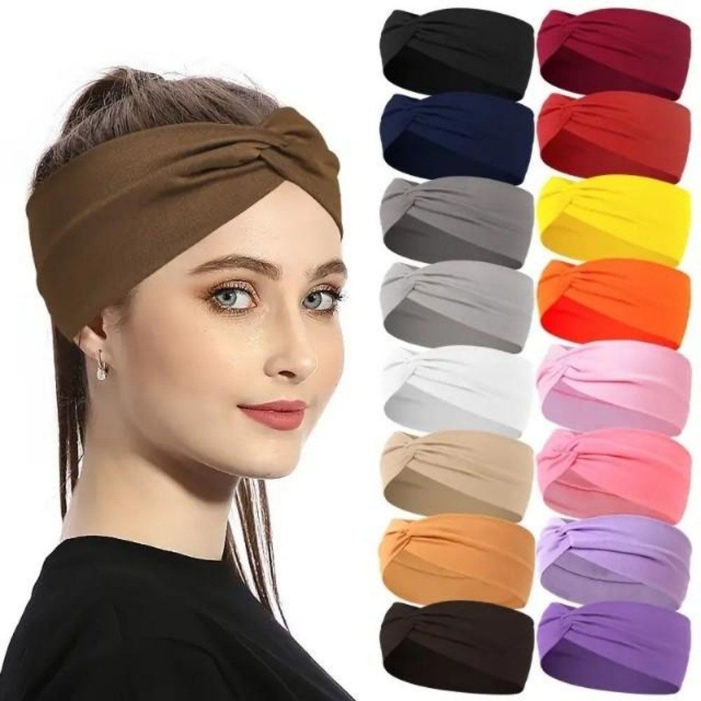 Women Elastic Sports Headbands 5 Pack for Yoga Running