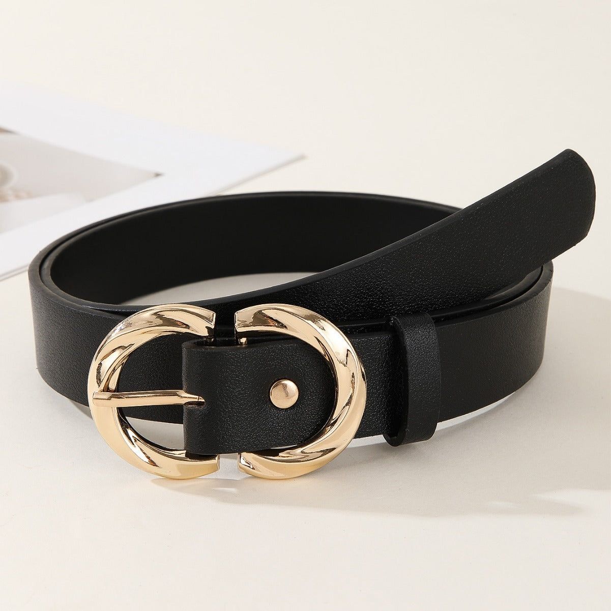 Women Adjustable Faux Leather Belt 105cm Snap Closure