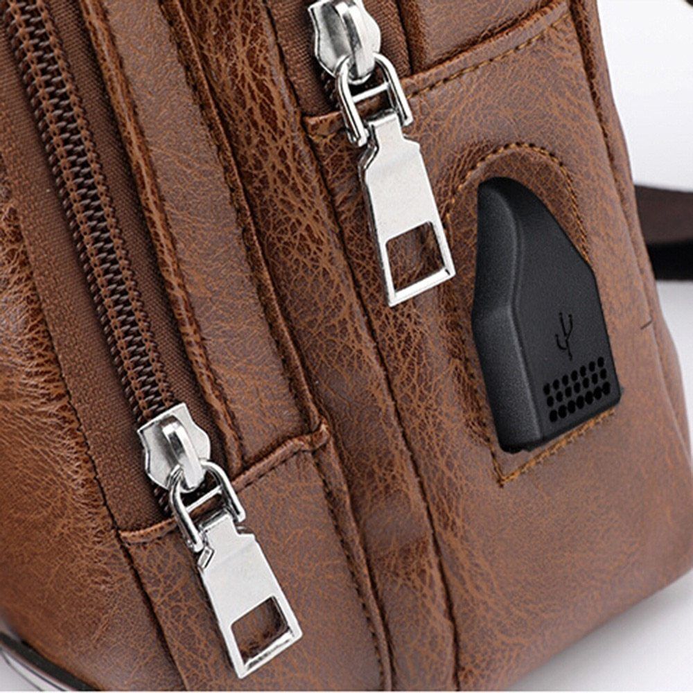 Waterproof Messenger Bag PU Leather One Shoulder Casual