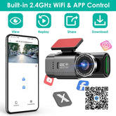 Dash Cam 4K Front 1080P Rear WiFi Mini Dual Camera