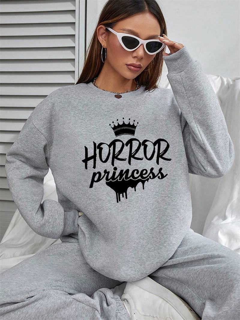 Womens Crewneck Sweatshirts With Pockets Casual Fit