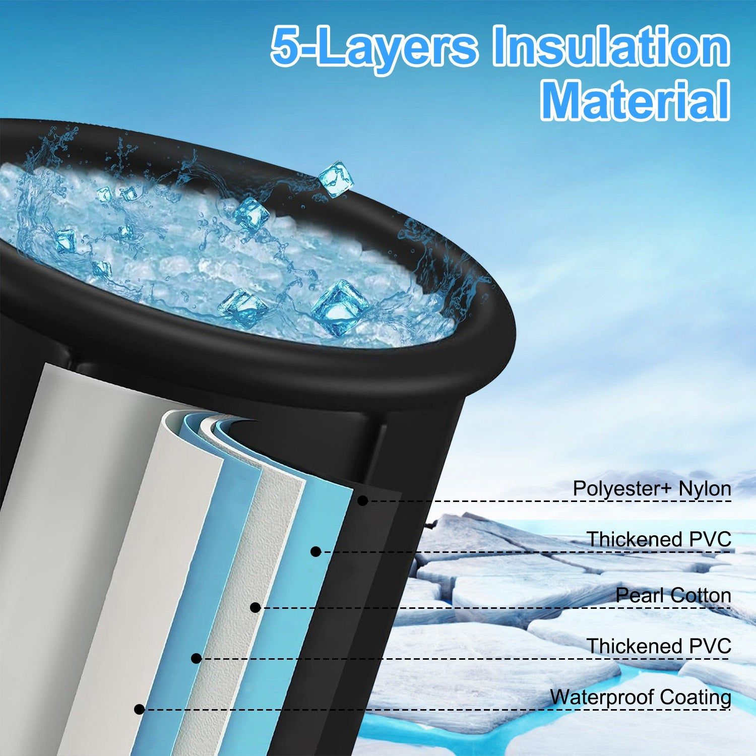 Cold Plunge Tub for Recovery with 97G Capacity and Cover