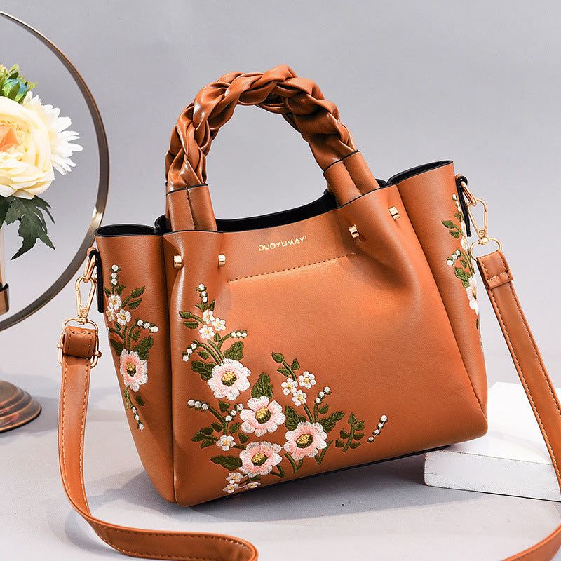 Bag Medium PU Leather Handbag with Drawstring Closure