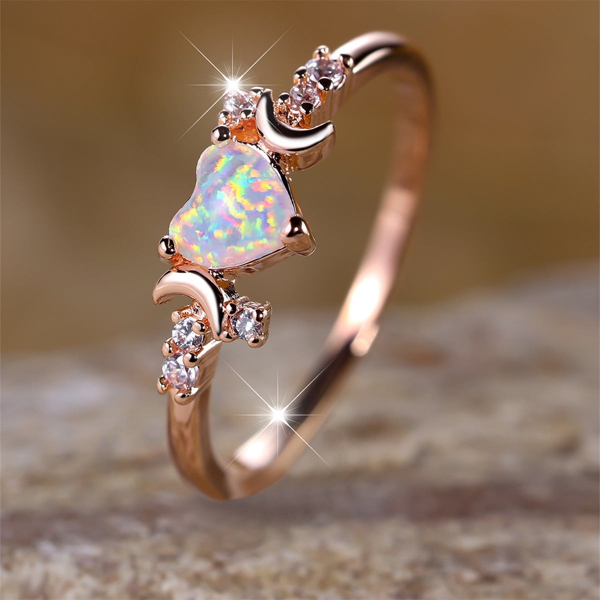 Women Adjustable Three Claw Moon Love Ring