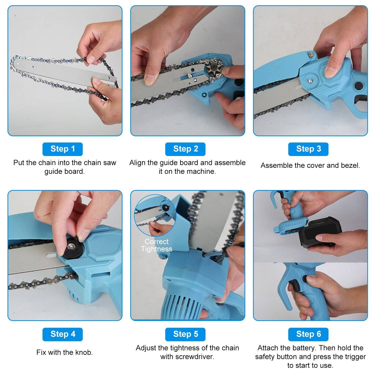 8 Inch Cordless Mini Chainsaw 21V Set