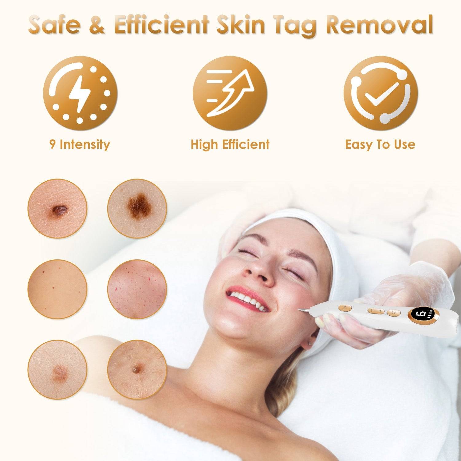 Skin Tag Remover Pen with LED Light and 9 Intensity Levels
