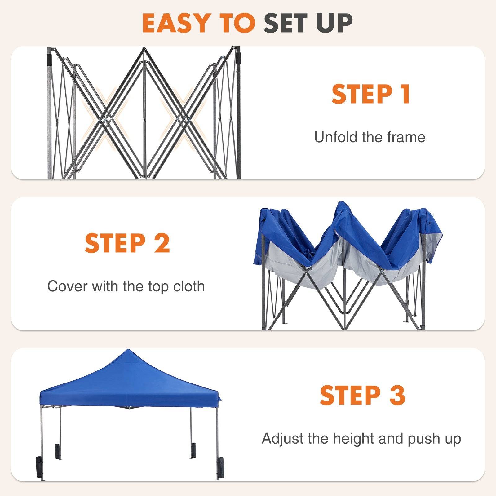 Pop Out Tent 10x10 UV Resistant Adjustable Portable Canopy