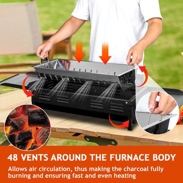 Portable Charcoal Grill 2 in 1 Pan and Grill Set