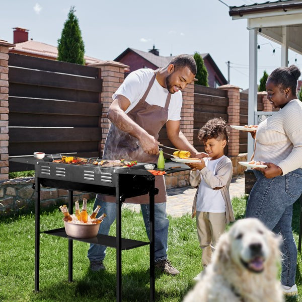 Portable Charcoal Grill 2 in 1 Folding Cooking Set