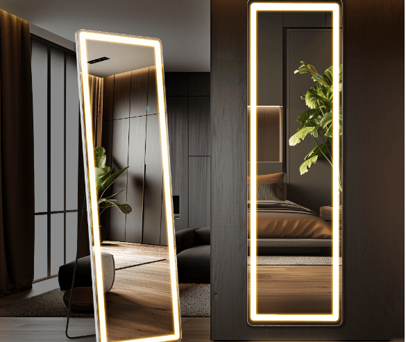 Full Length LED Mirror With Adjustable 3 Color Lighting