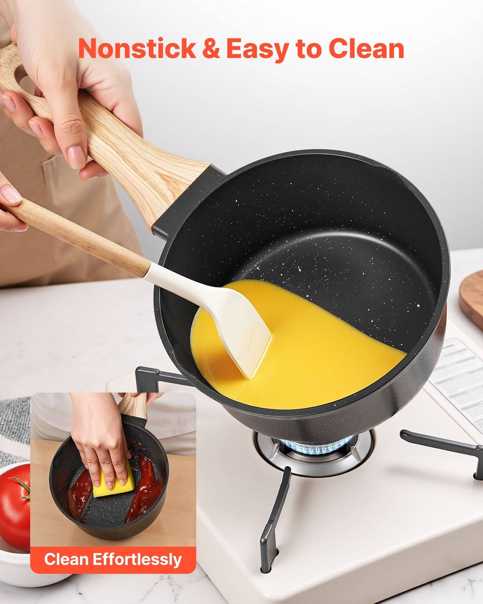 2.5 QT Nonstick Saucepan with Glass Lid