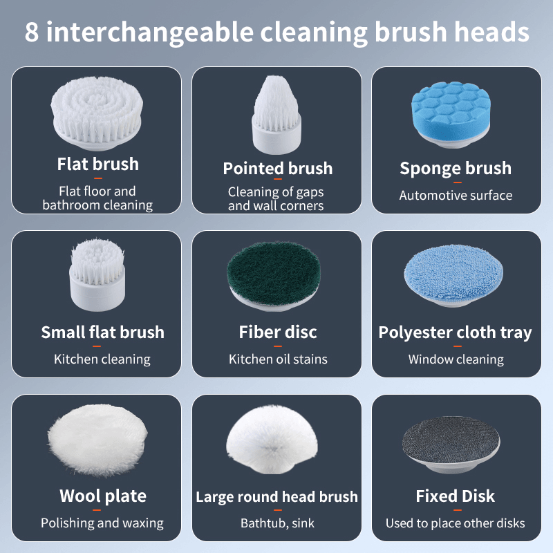 Electric Spin Scrubber with 9 Brush Heads and Dual Speed