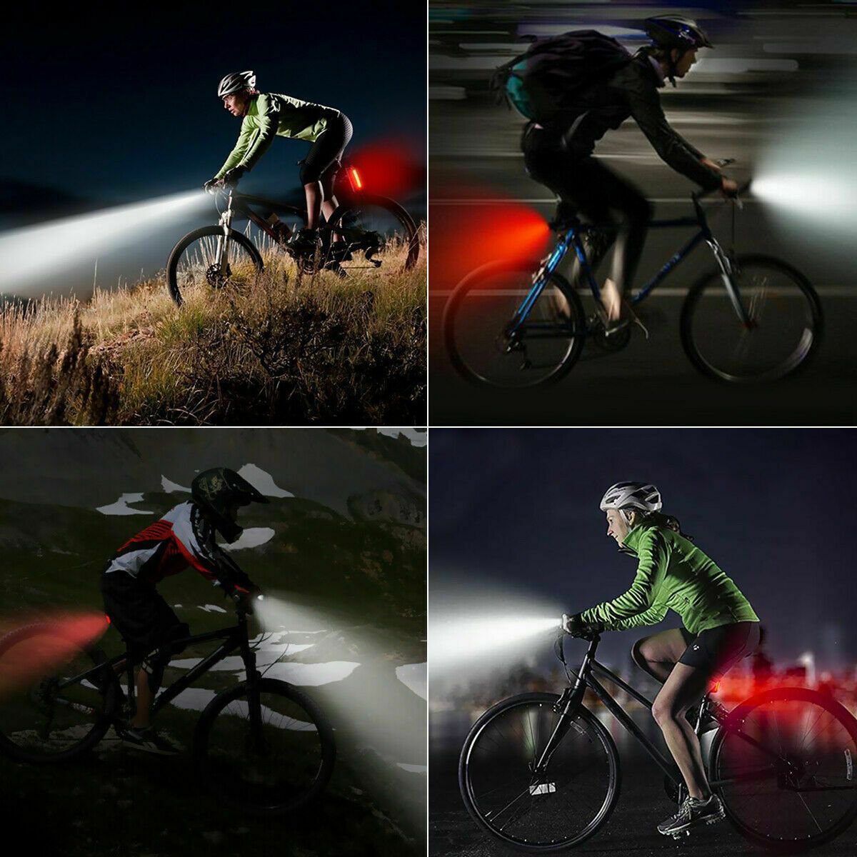 USB Rechargeable Bike Lights Set With Front And Rear LED