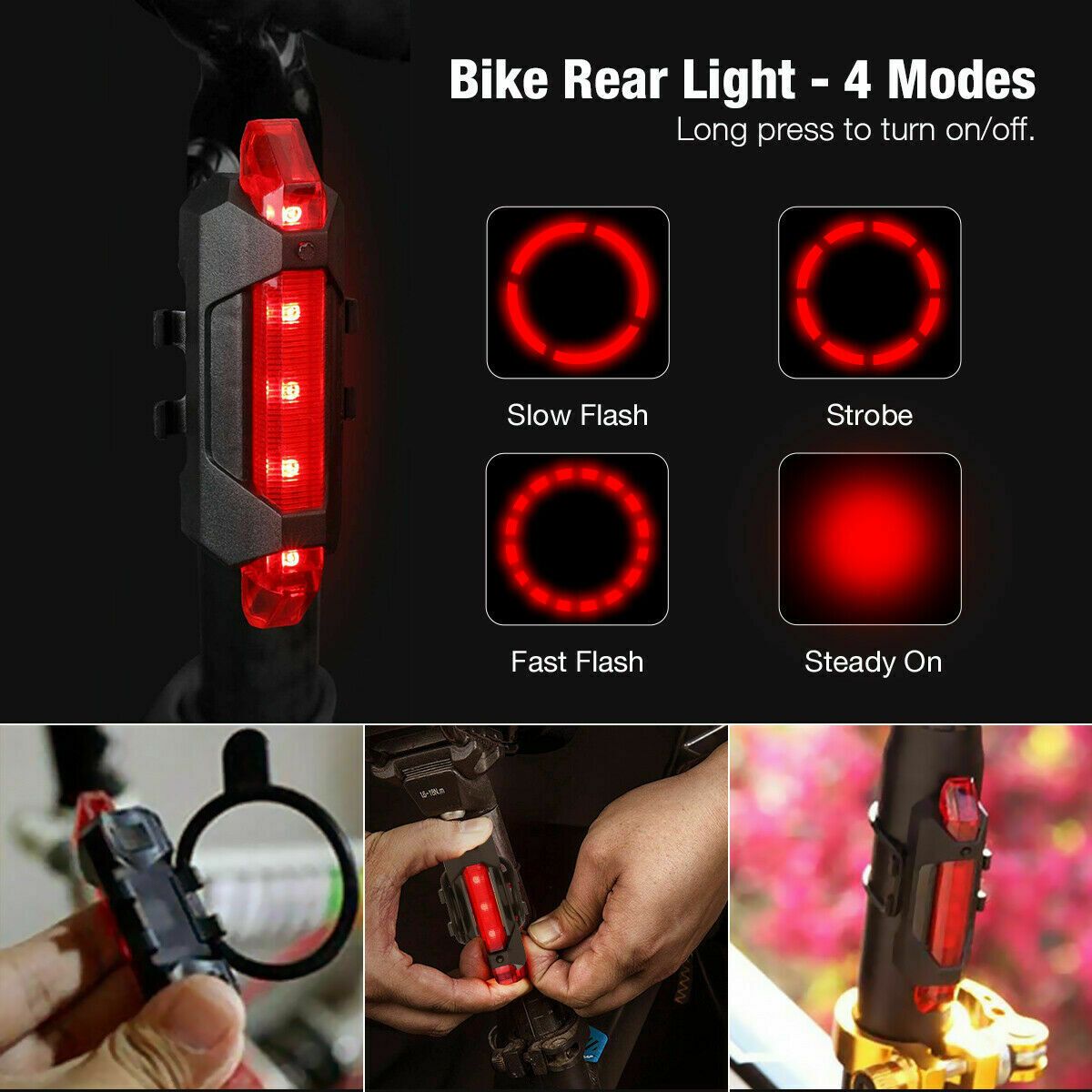 USB Rechargeable Bike Lights Set With Front And Rear LED