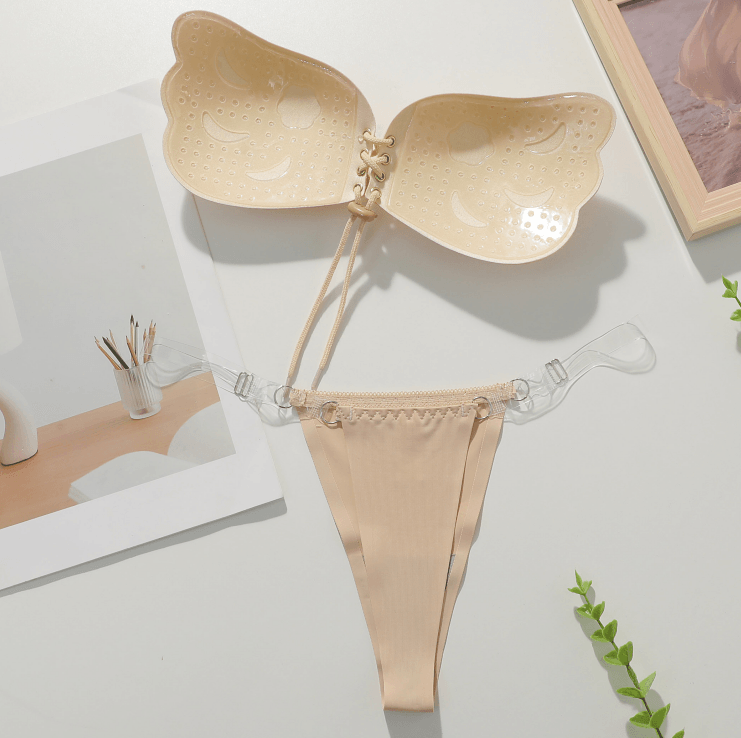 Adhesive Strapless Bras and Panties Push Up Set