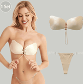 Adhesive Strapless Bras and Panties Push Up Set