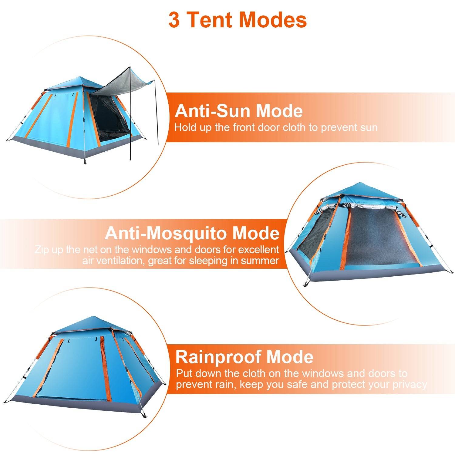 Camping Tent 4 5 Person Waterproof With Mosquito Net