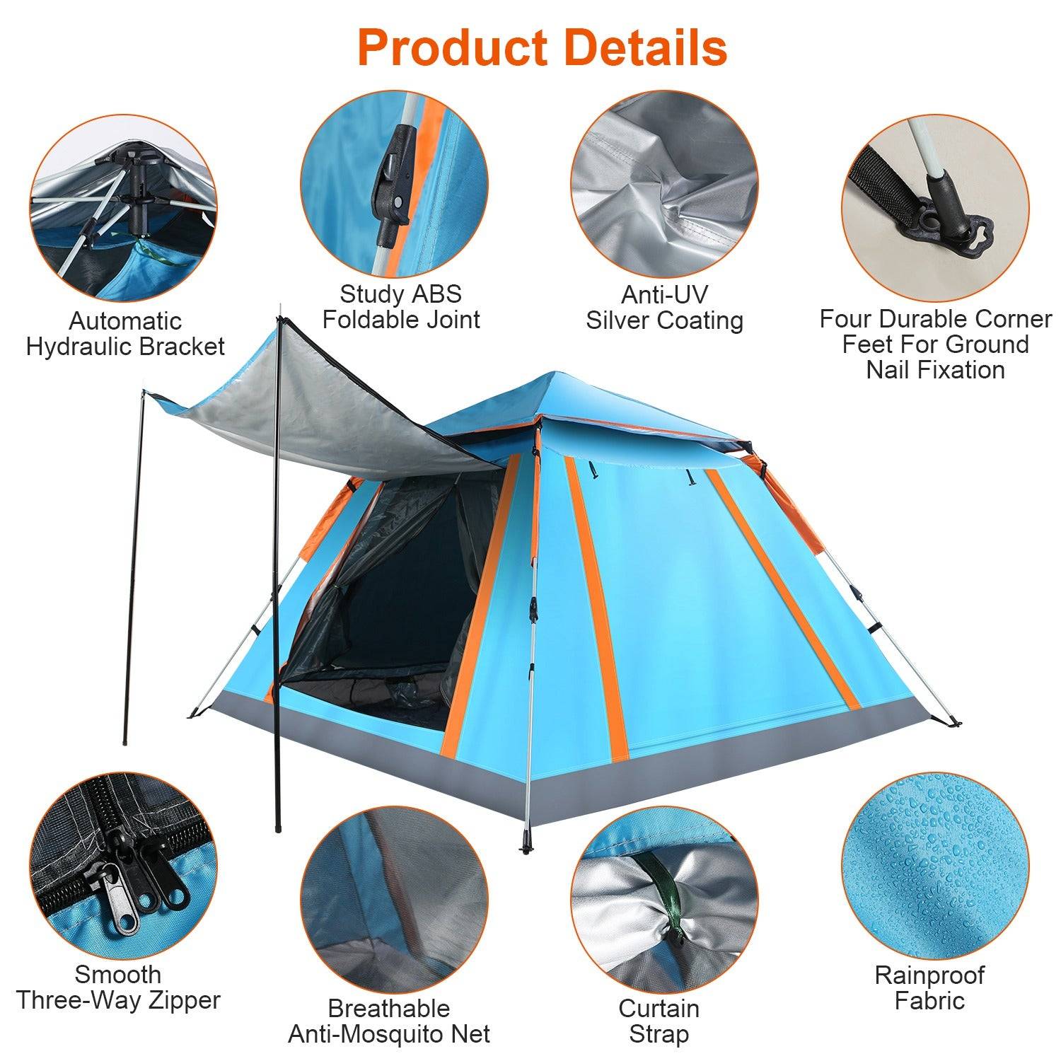 Camping Tent 4 5 Person Waterproof With Mosquito Net