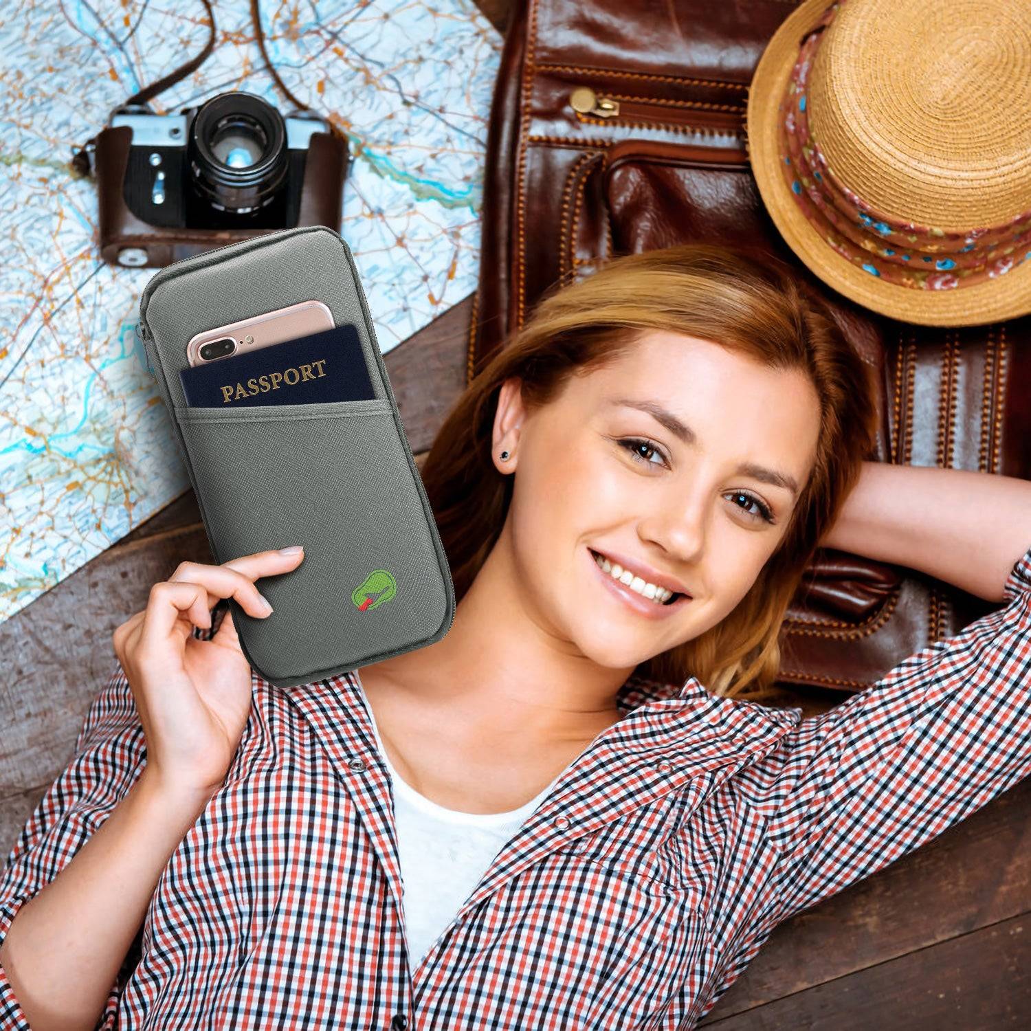 Travel Passport Wallet with 12 Compartments