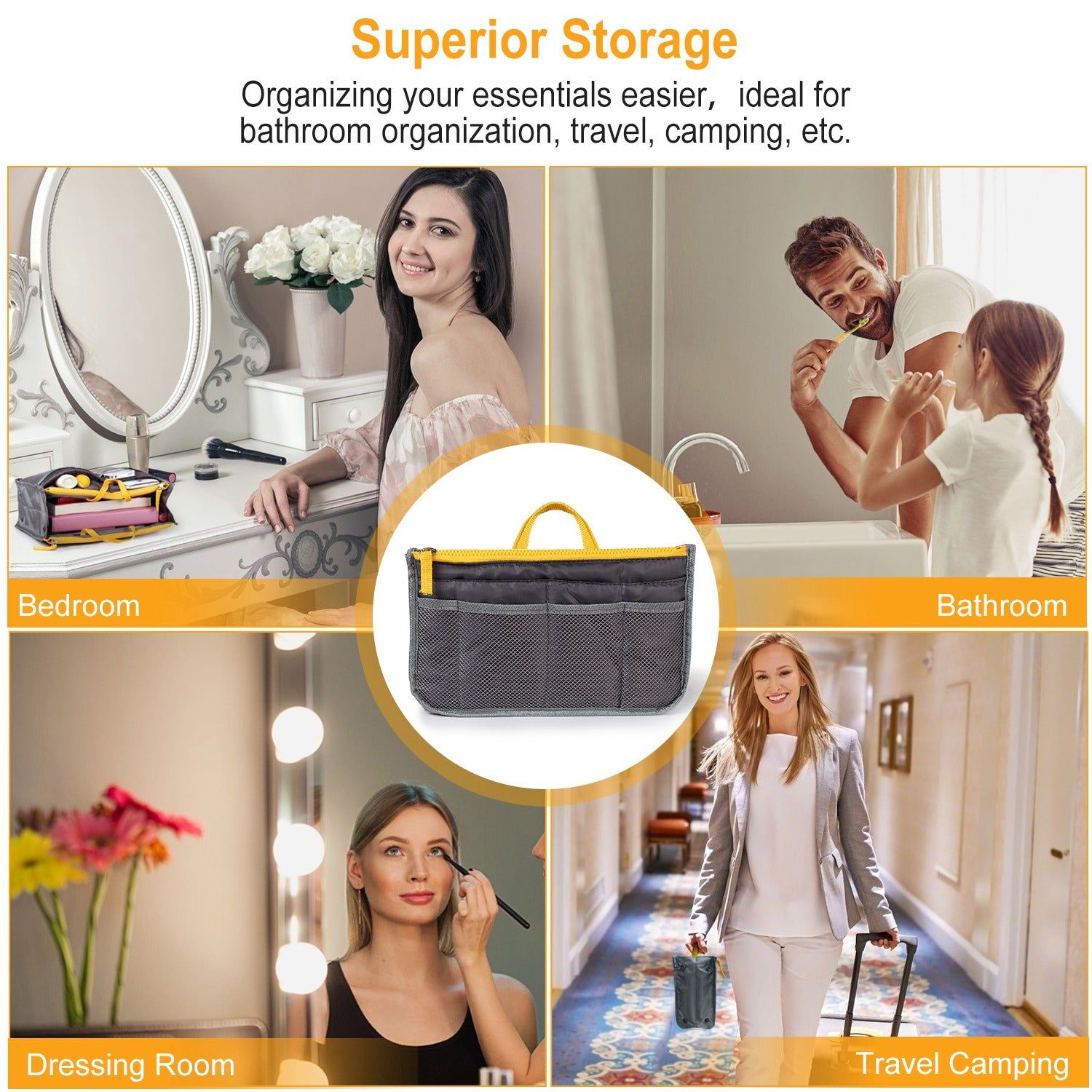 Handbag Organizer Purse Insert With 13 Pockets And Handle