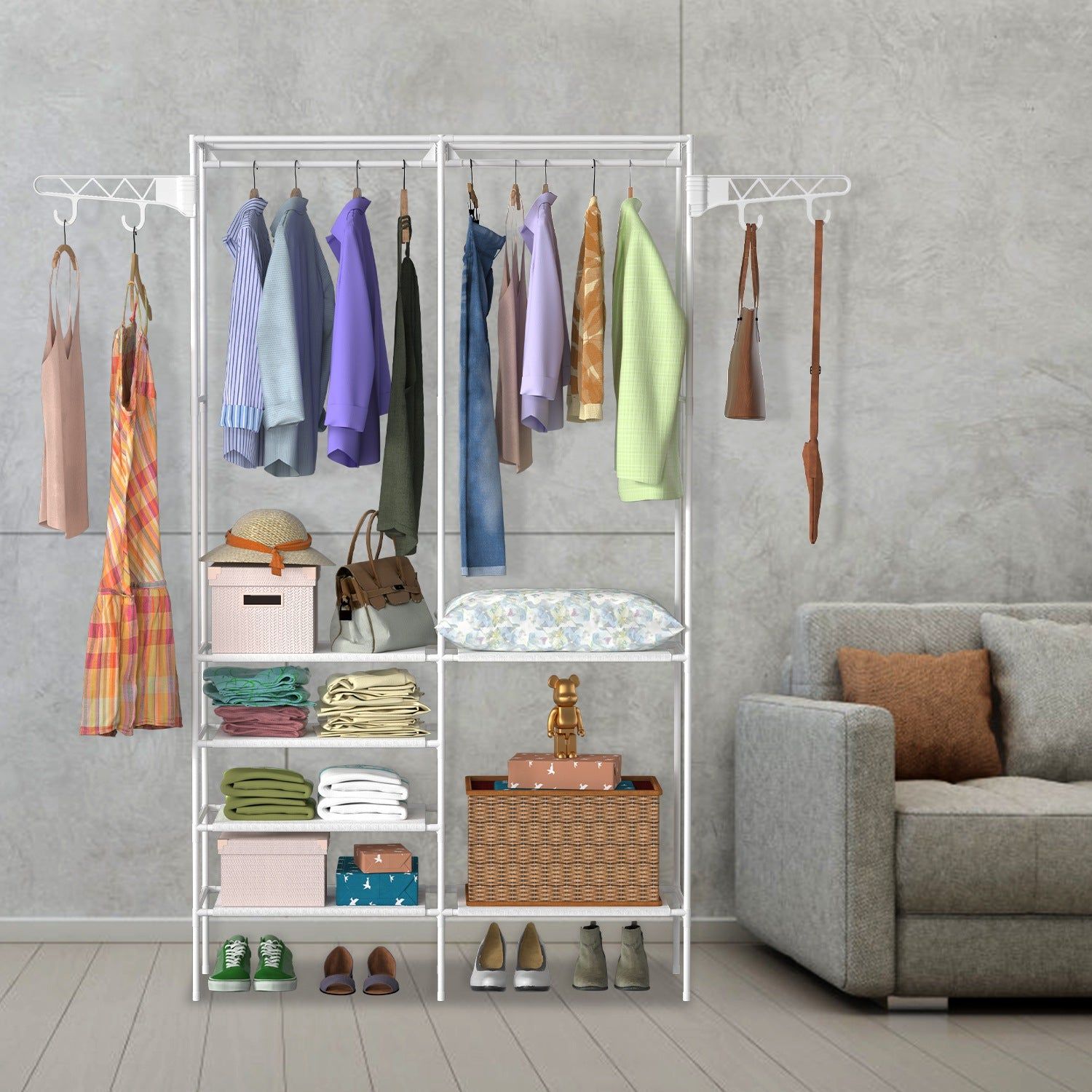 Adjustable Garment Rack With Shelves